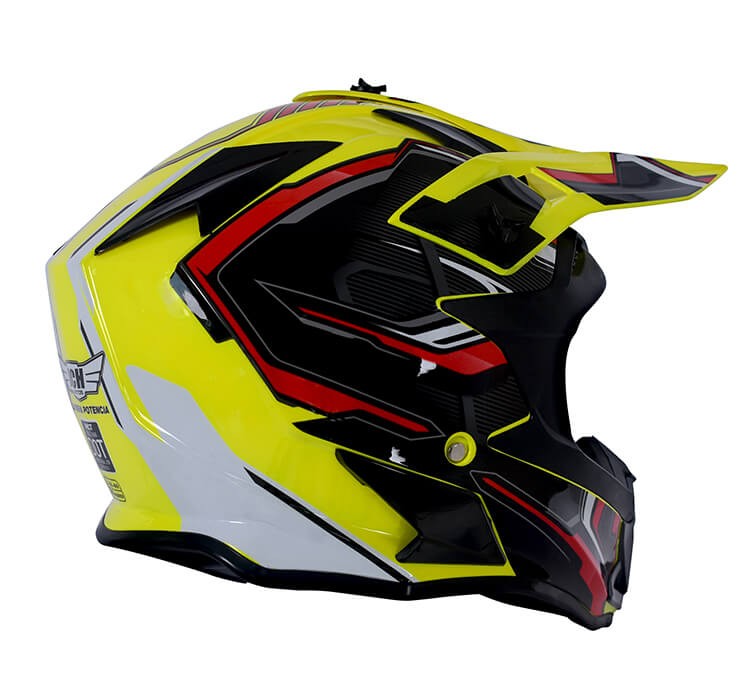 Vista lateral de CASCO MOTOCROSS JCH MOTOS AMARILLO